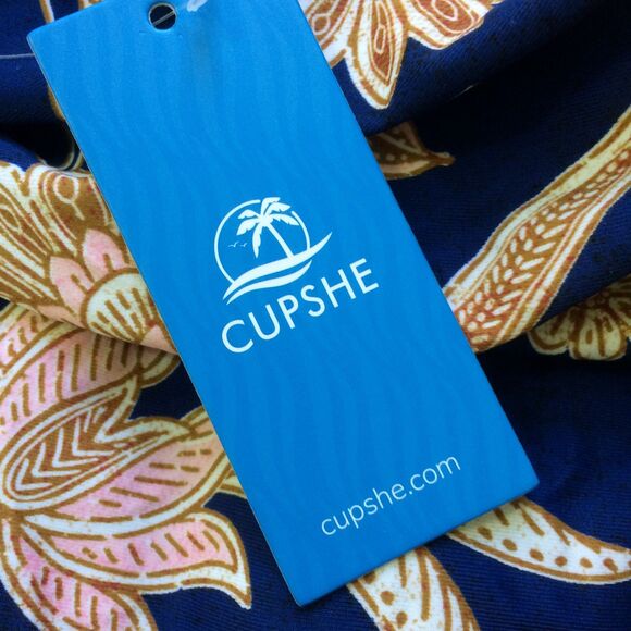 Cupshe Blue Beige Floral One Piece Swimsuit Size Small Adjustable Straps NWT - Picture 7 of 7